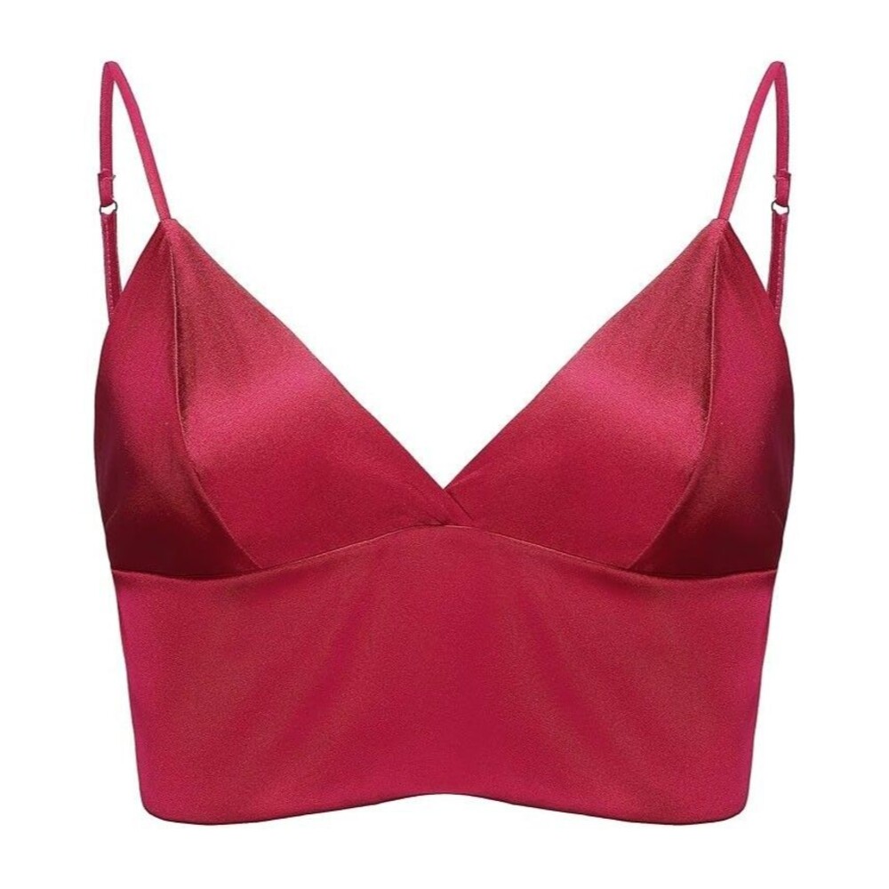 New SilRiver Soft Cup Size 93% Silk Wireless Bralette Raspberry Pink L
